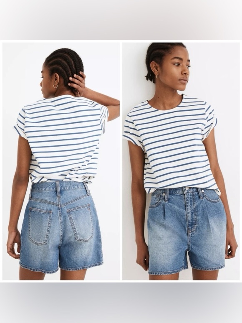 Madewell Pleated Denim Shorts High Rise 32